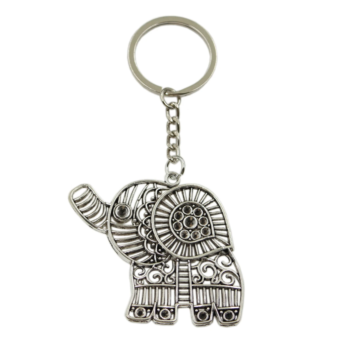 New Hot Men Key Ring Metal Key Chain Keychain Gift Jewelry Silver Color Hollow Elephant Pendant Great Promotion