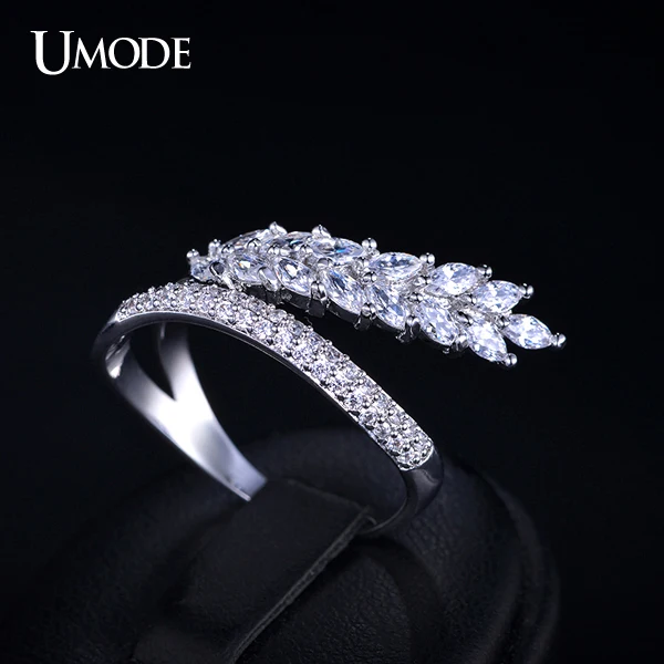 UMODE Original Design Selene Series Special Flowing Wheat With Marquise Cut CZ Irregular Band Finger Rings Brand Jewelry UR0159