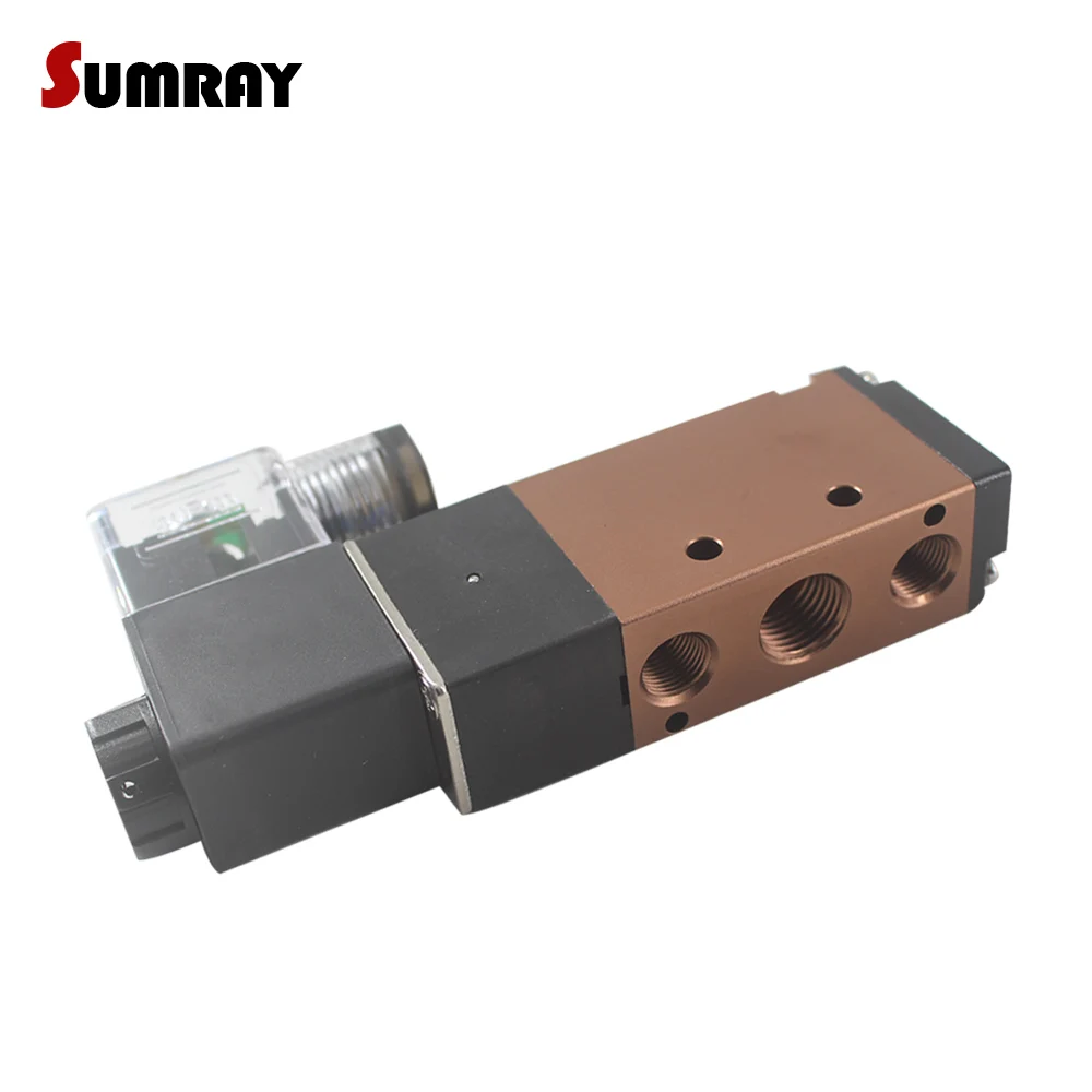 SUMRAY Electric Solenoid Valve 4V310-10/4V410-15 5 Way 2 Position Pneumatic Flow Adjust Solenoid Valve AC110V/220V  DC12V/24V