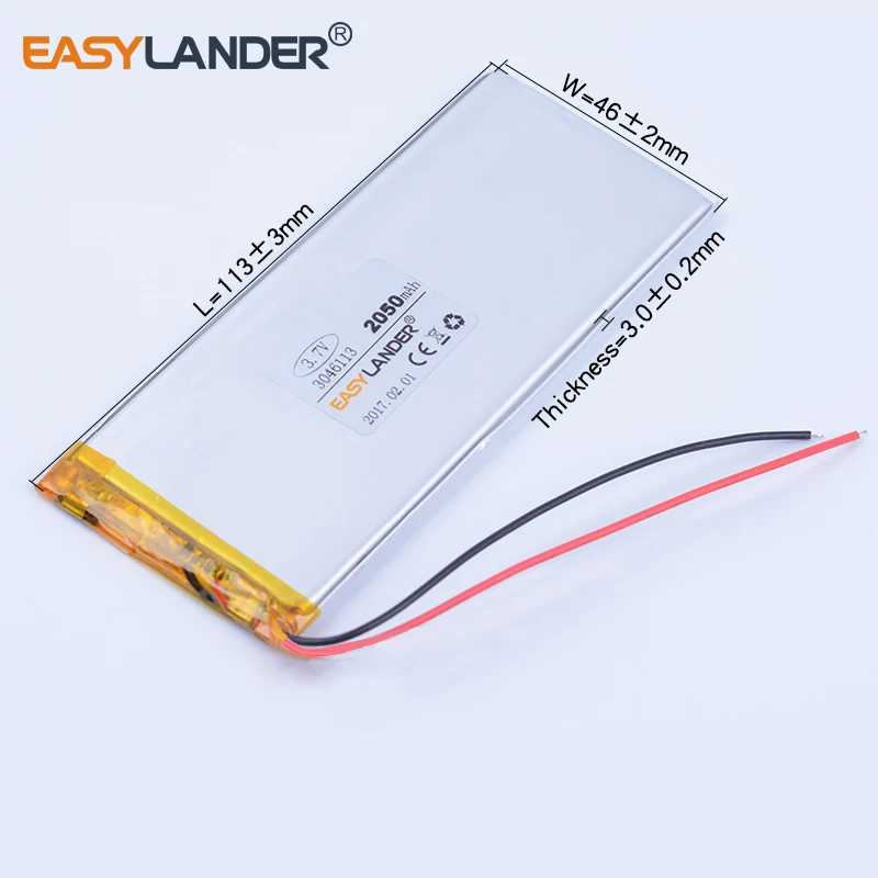 3046113  XWD 3046113P 3145113P 3.7V 2050mAh Rechargeable Lithium Li-ion Polymer Battery