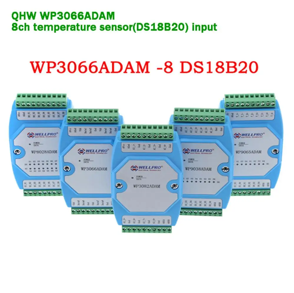 Módulo de entrada de Sensor de temperatura de 8 canales, control RS485 Modbus RTU para monitor de temperatura/recolección de señal/juego de aparatos