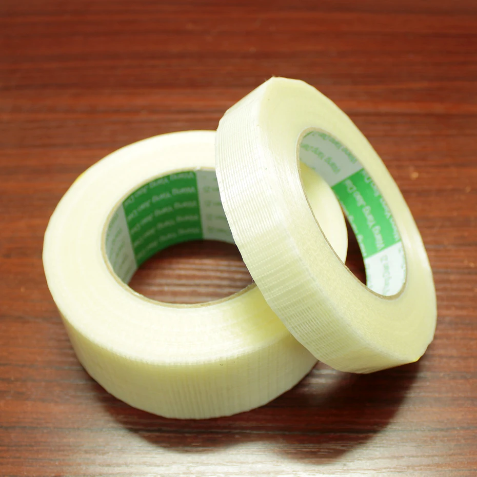 50m Glass fiber tape Transparent battery pack mesh fiber tape Aircraft model fixed strong single-sided strip tape translucent