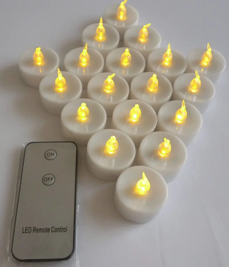 50pcs Battery operated LED candle remote control flickering flameless votives tealight lamp F/Wedding Xmas party bar Decor-Amber