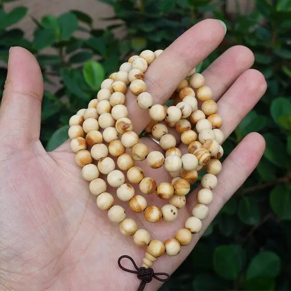 

8mm Natural Aromatic Sandalwood Thuja Sutchuenensis 108 Mala Beads Yabai Wooden Mala Loose Beads,Meditation Prayer Japa Beads