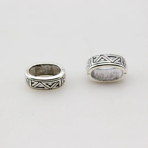20pcs/lot Antique Silver Color 11*6mm Large Big Hole Beads Vintage Metal Spacer Beads For Bracelet  Diy Jewelry Making Findings