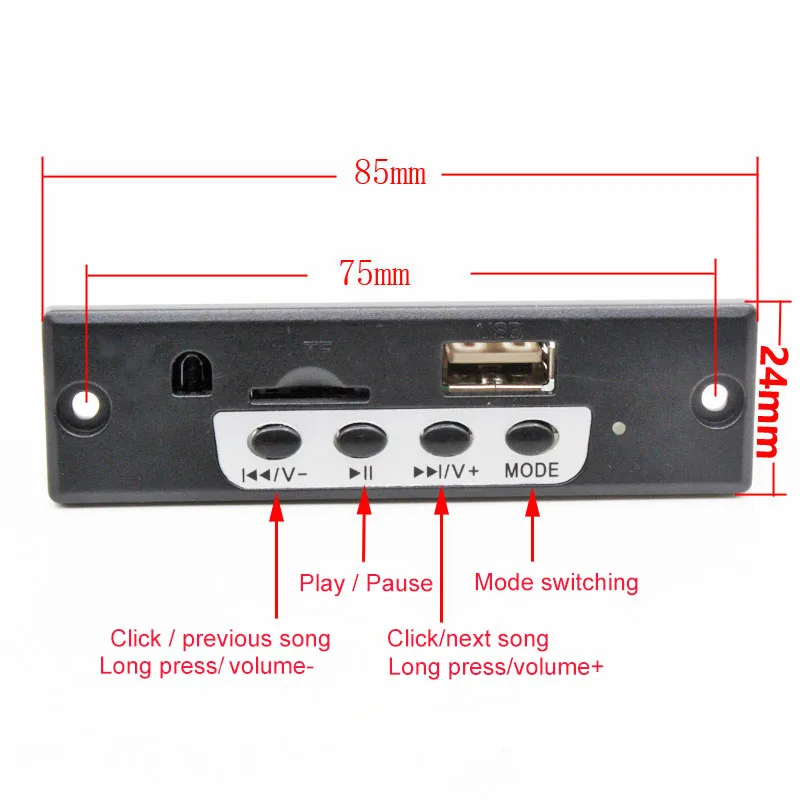 1set MP3 WAV Audio Decoder Player Bluetooth Power Amplifier Module 3W Board PCB USB U Disk TF Card IR Controller DIY Speaker