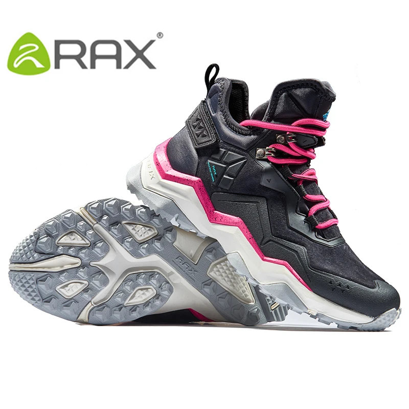 RAX-Botas de couro impermeável para mulheres, sapatos de montanhismo, tênis esportivos, corrida, caminhada, trekking, 2024