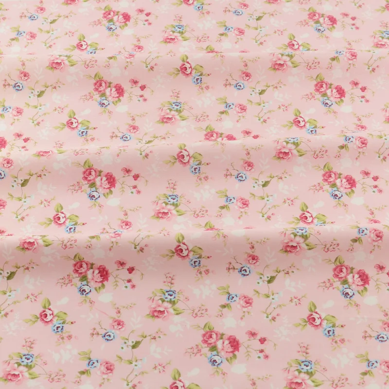 Pink Printed Floral Designs Decoration Sewing 100% Cotton Fabric Crafts Quilting Patchwork Home Textile Bedding Scrapbooking