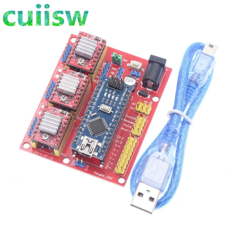 3DV4 CNC Shield V4 + Nano 3.0 + 3pcs A4988 /DRV8825 Reprap Stepper Drivers Set