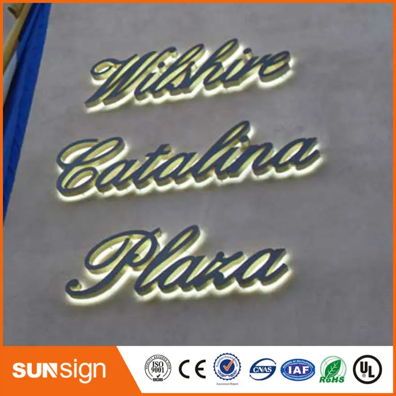 Sign dicat hitam stainless steel led backlit surat Saluran