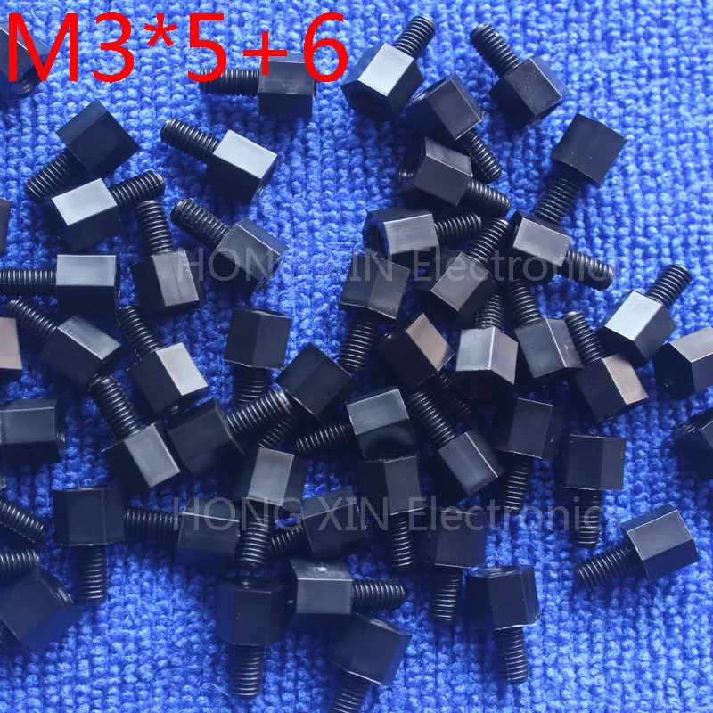 M3*5+6 Black Nylon Standoff Spacer Standard M3 Male-Female 5mm Standoff Kit Repair Set  100pcs