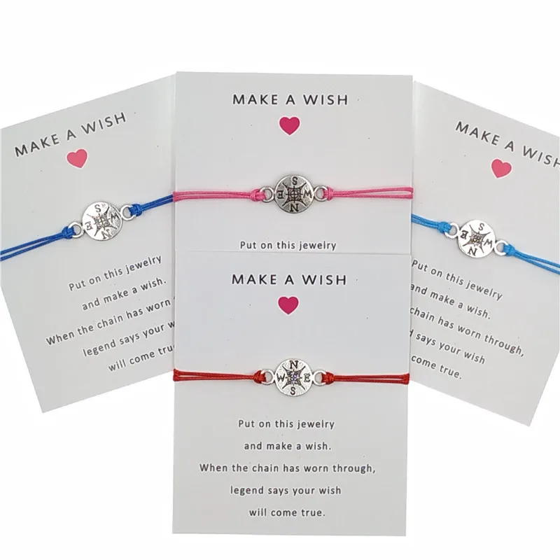 10PC Make a Wish Silver Plated Compass Charm Bracelets Grandma Granddaughters Aunt Mother Daughters Best Friends Gift for Women