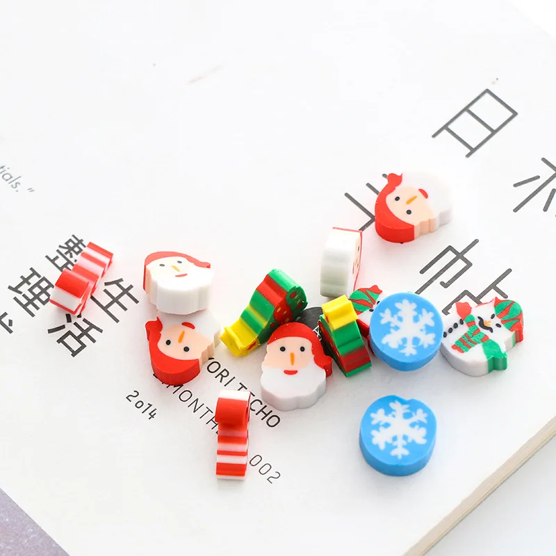 (30 pieces/box) Creative Stationery Christmas Plated Boxed Cartoon Eraser Student Children Rubber Learning Office Supplies