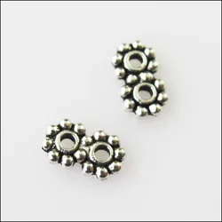 200Pcs Antiqued Silver Color 2Holes Spacer Beads Bars Charms Connectors 4x7mm