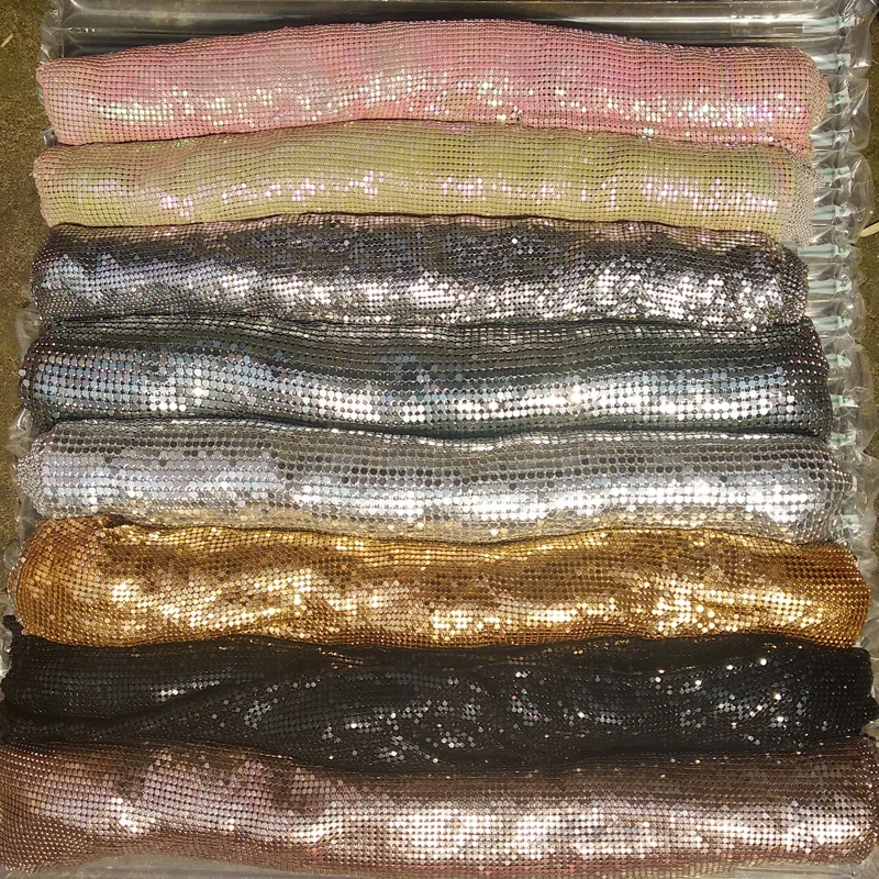 2019 Fashion Fabric  Gold Silver Metal Mesh Mabric Metallic Mequin Fabrics For Home Decoration Curtains Dress Earring DIY sewing