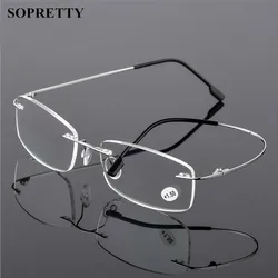 Unisex Titanium Alloy Rimless Reading glasses , Women High Definition Anti Fatigue Ultralight Frameless Presbyopia Eyewear A859