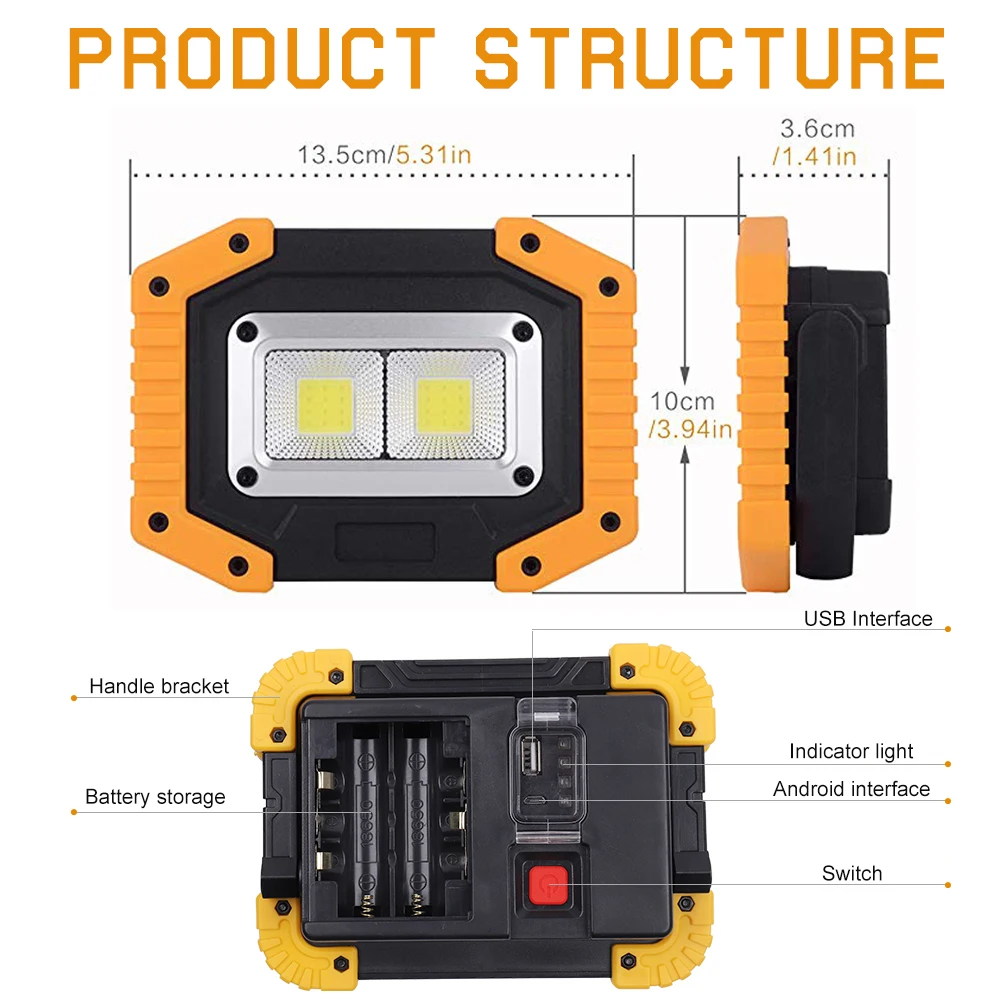 10000LM Led Portable Spotlight Led Work Light Rechargeable 18650 Battery Outdoor Light Led Latern Flashlight For Hunting Camping