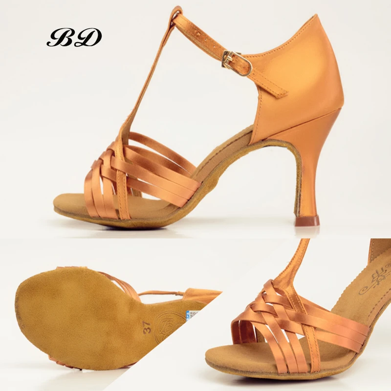 BD 2304 Dance Shoes Ballroom Women Latin shoes Dancing Shoe GIRL WOMAN Sandals High Heels 7.5CM SATIN 2018 NEW BDDABCE Authentic