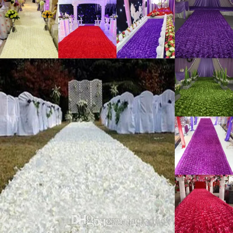 10M/Lot 1.4 M Width Romantic White 3D Rose Petal Carpet Aisle Runner For Wedding Backdrop Centerpieces Favors Party Decoration