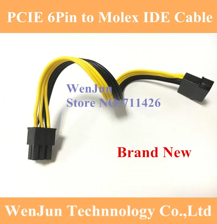 

High Quality Molex D 4pin to 6pin PCIE Power Cable IDE 4pin to 6pin Video Card power cable 6 pin to 4 pin cable Free shipping