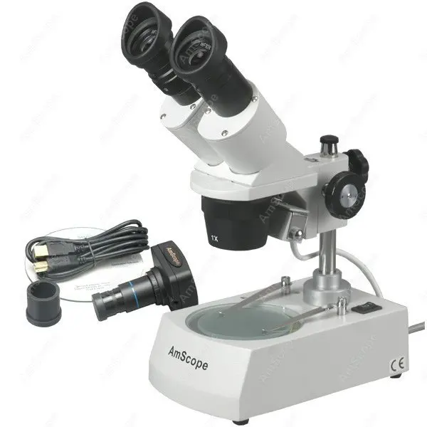 Student School-AmScope Supplies 10X-20X-30X-60X Forward Stereo Microscope with Digital Camera