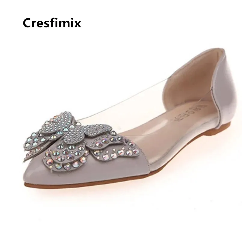 Women Fashion Butterfly Crystal Flat Shoes Lady Cute Pu Leather Sexy Party Shoes Comfortable Shoes Vrouwen Platte Schoenen E3596