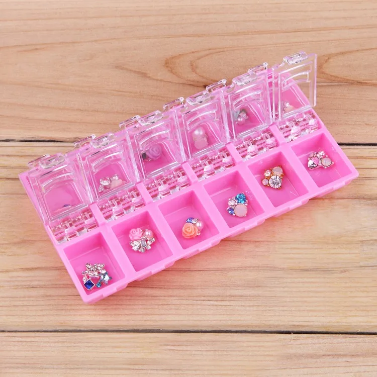 Nail Art Decorations Storage Case Box Nail Glitter Rhinestone Crystal Beads Accessories 12checks Empty Container Organizer Sale