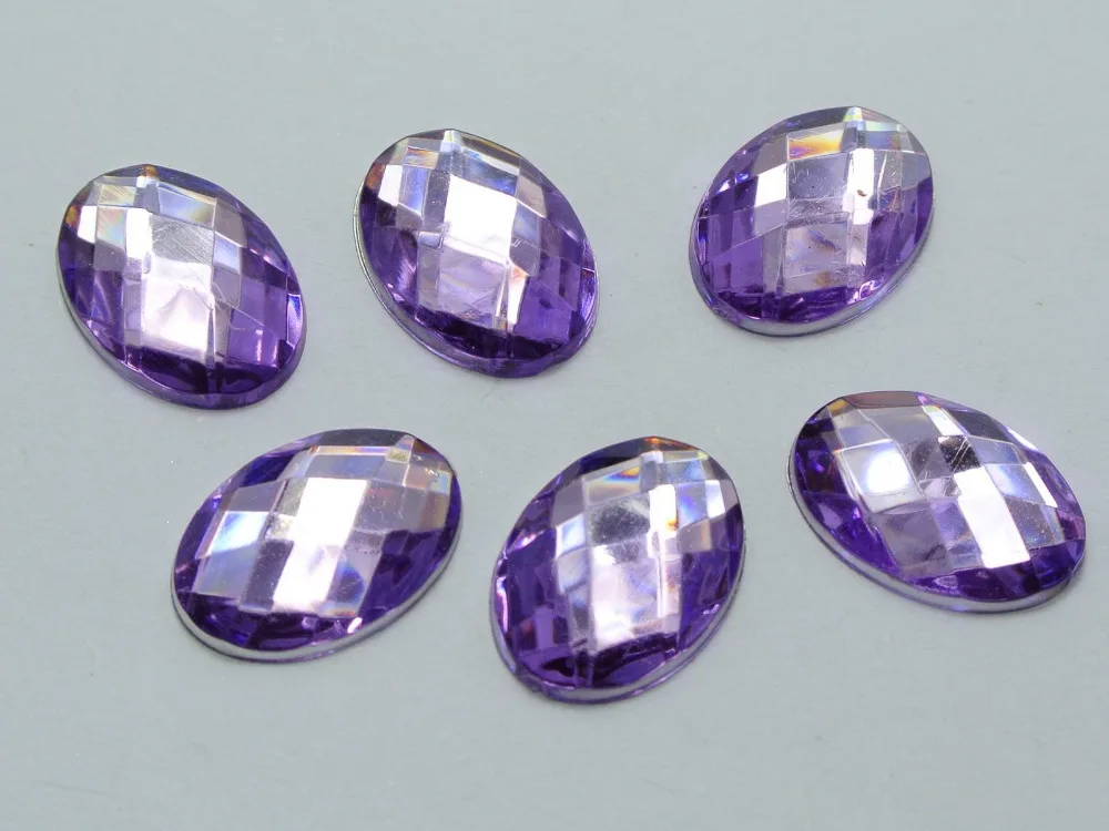 

100 Purple Flatback Acrylic Rhinestone Oval Gems 13X18mm No Hole