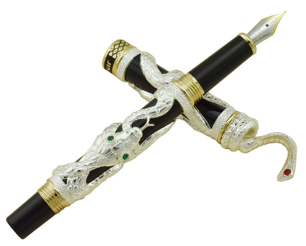 

Jinhao Snake Vintage Fountain Pen Silver Cobra 3D Pattern Texture Relief Sculpture Technology Noble Collection Gift Pen