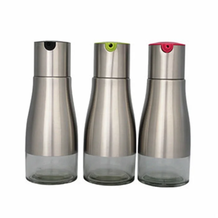 

Multi Function Stainless Steel Oil Bottle Leak Proof Glass Soy Sauce Vinegar Bottle Kitchen Tool W9350