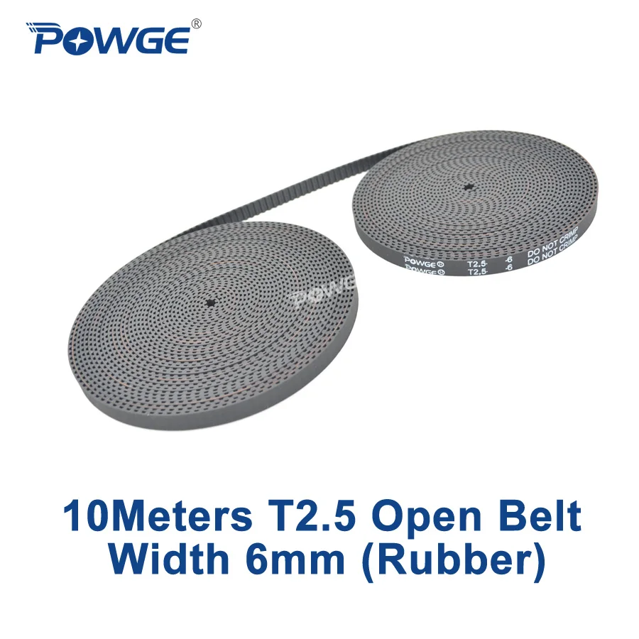 

POWGE 10Meters Metric T2.5 Open Timing Belt width 6mm Rubber fiberglass T2.5-6 open ended Synchronous belt Trapezoid 3D Printer