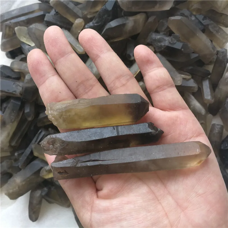 AAAA+++ Natural Black Crysal lemurian Seed Quartz Points Stone Ore Gems Stone 100g