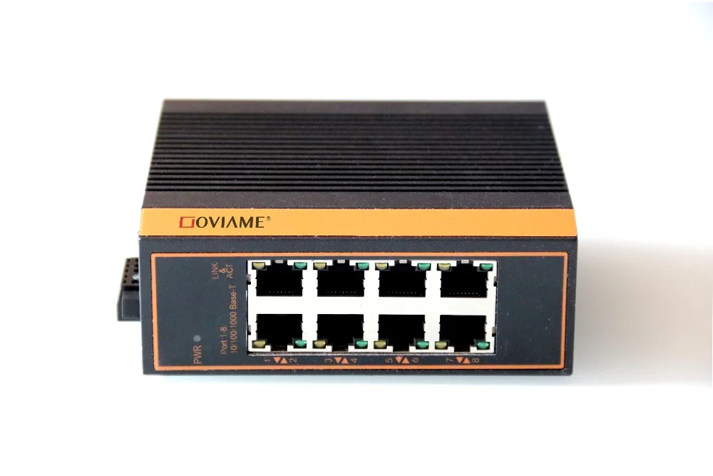 8 ports Ethernet Switch DIN Rail Mounted Industrial Ethernet Switch RJ45 connector,10/100/1000Mbps Ethernet Network Switch