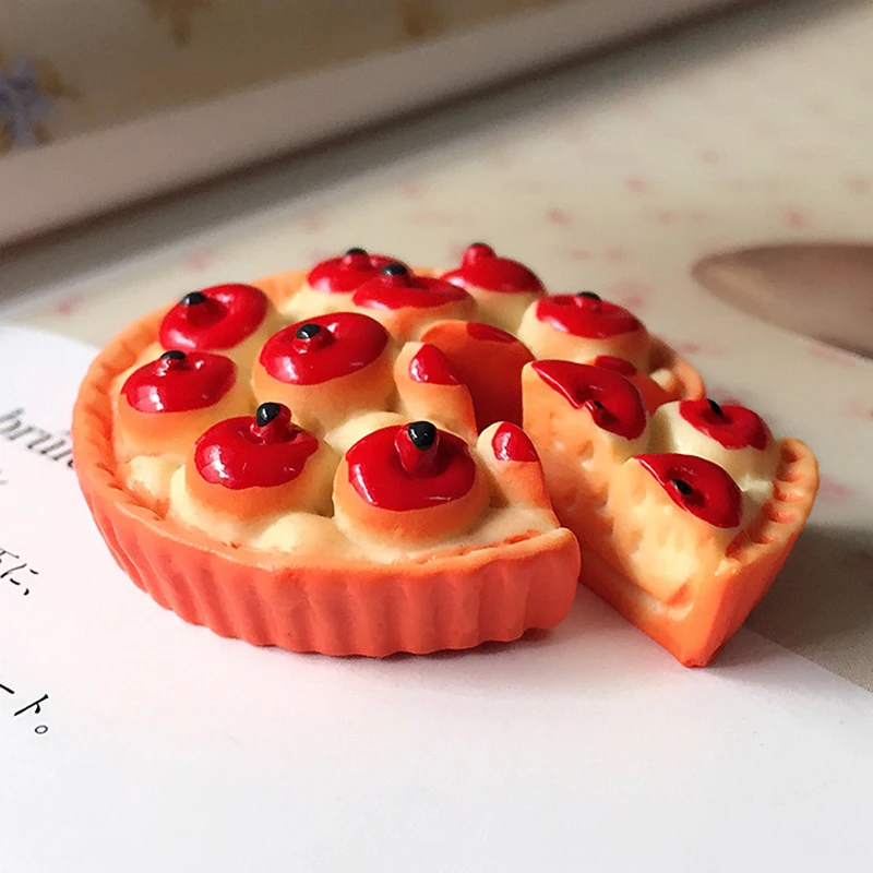 INKANEAR Apple pie Two Pieces Shokugan Decor Figurine Cabochon Toys Dollhouse/Miniatures DIY Phone Case Accessories Material