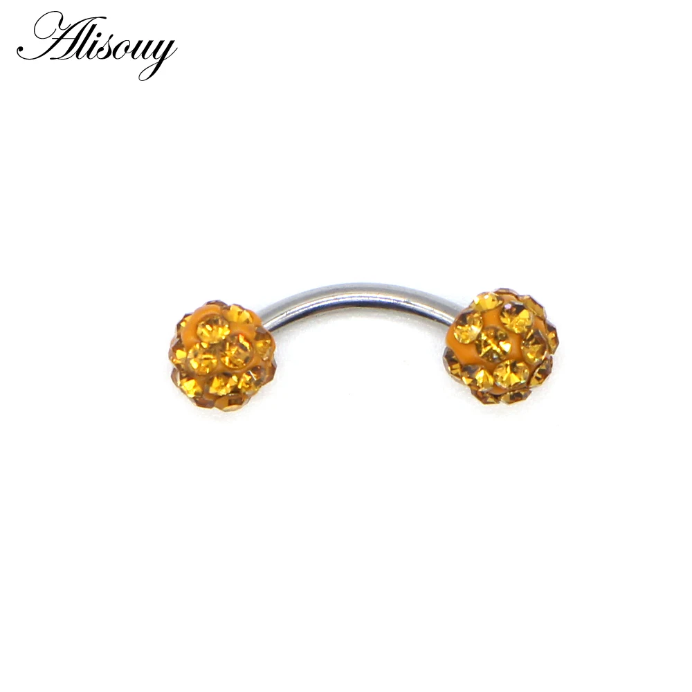 Alisouy 1Pc Disco Eyebrow Piercing Industrial Labret Bar Body Jewelry Stainless Steel Helix Piercing Ring Lip Curved Barbells
