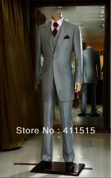 

FREE SHIPPING/Custom Grey Groom Tuxedos/Notch Lapel Best Man Groomsmen Men Wedding GROOM WEAR Suits ,MEN DRESS