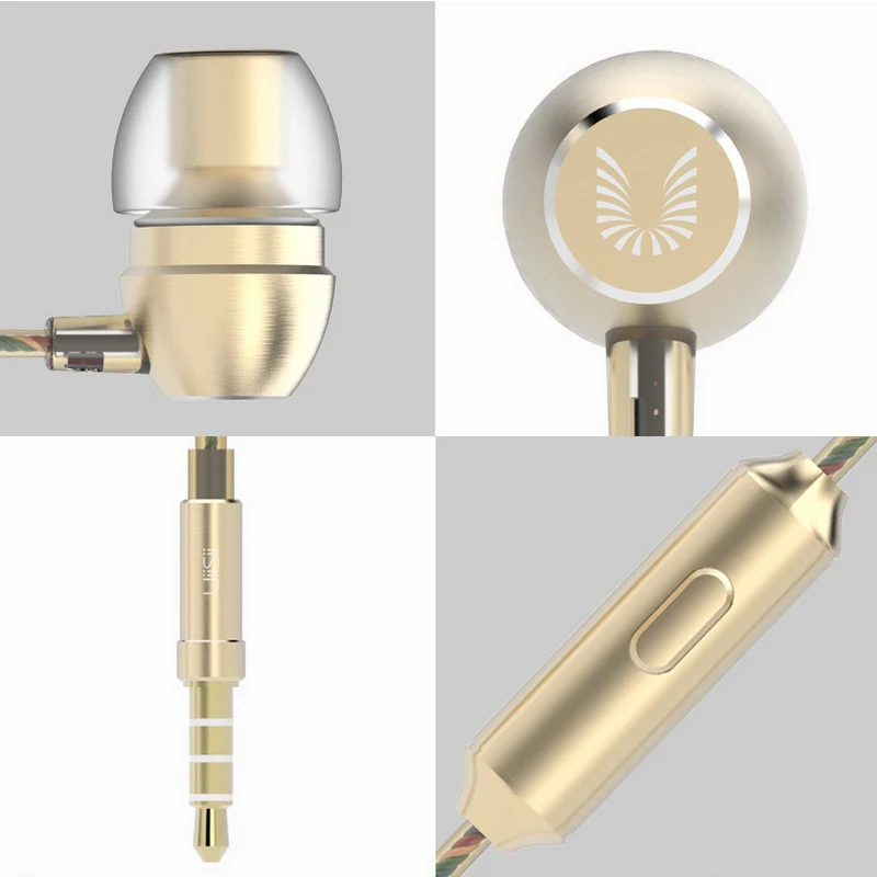 Amazing HD Voice Headphones with MIC Metal Bass Headset 3.5mm Gold Plated Jack Universal for Smart Phones Tablets MP4 UiiSii HM7 image 5