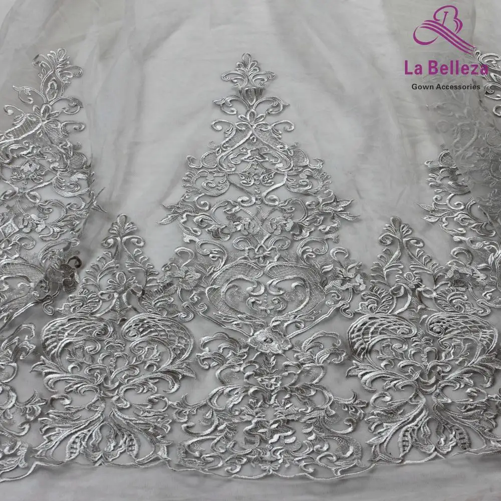 La Belleza Easy to use 75cm width gray lace trim ,gown lace trim for bridal accessories 1 yard