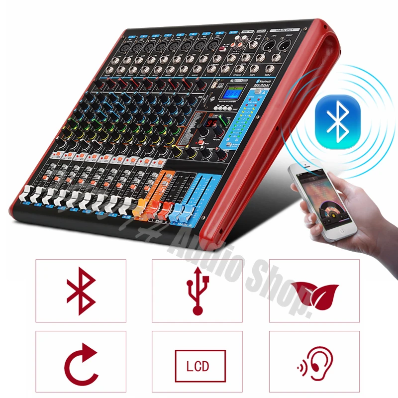 8-channel Professional Stage Mixer Wedding Performance Reverb Effect Bluetooth Dual-group USB Balanced Digital Tuning Board