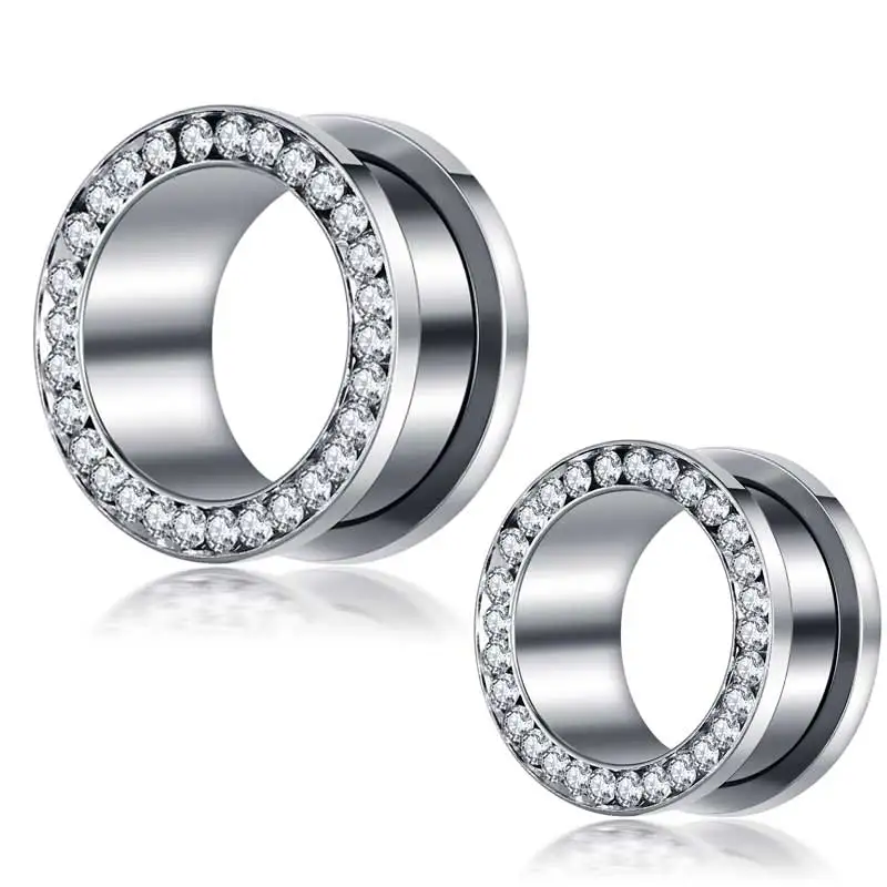 JUNLOWPY 2pcs Stainless Steel Plugs and Tunnels Earring Gauges Piercing Stretcher Expander Kit For Men Ear Plugs Tunnels Taper