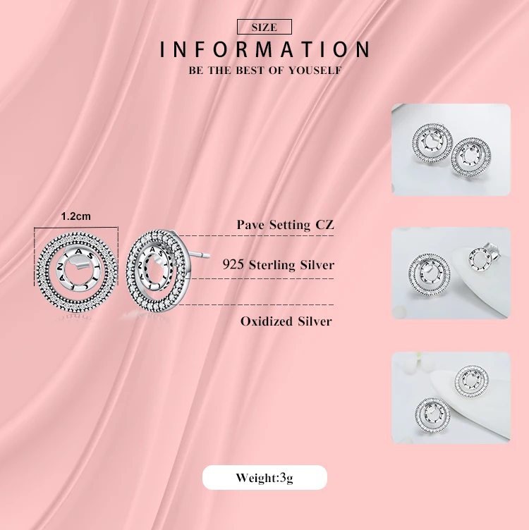 Modian New Sale 100% 925 Sterling Silver Fantastic Double Round Stud Earrings Fashion Jewelry For Women Wedding Earring Bijoux