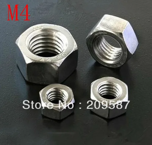 

200pcs Metric Thread M4 304 Stainless Steel Hex Head Nuts Screw Nuts Hex Nuts