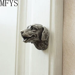 MFYS Dog Shape Antique Sliver Cabinet Knobs and Handles Retro Wardrobe Closet Pulls Animals Head Creative Furniture Hardware