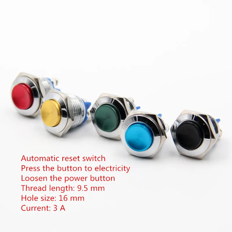 1PCS  YT954  Metal case  Hole Size 16 mm  Automatic Reset Switch     Apply to Entrance Guard /The Horn