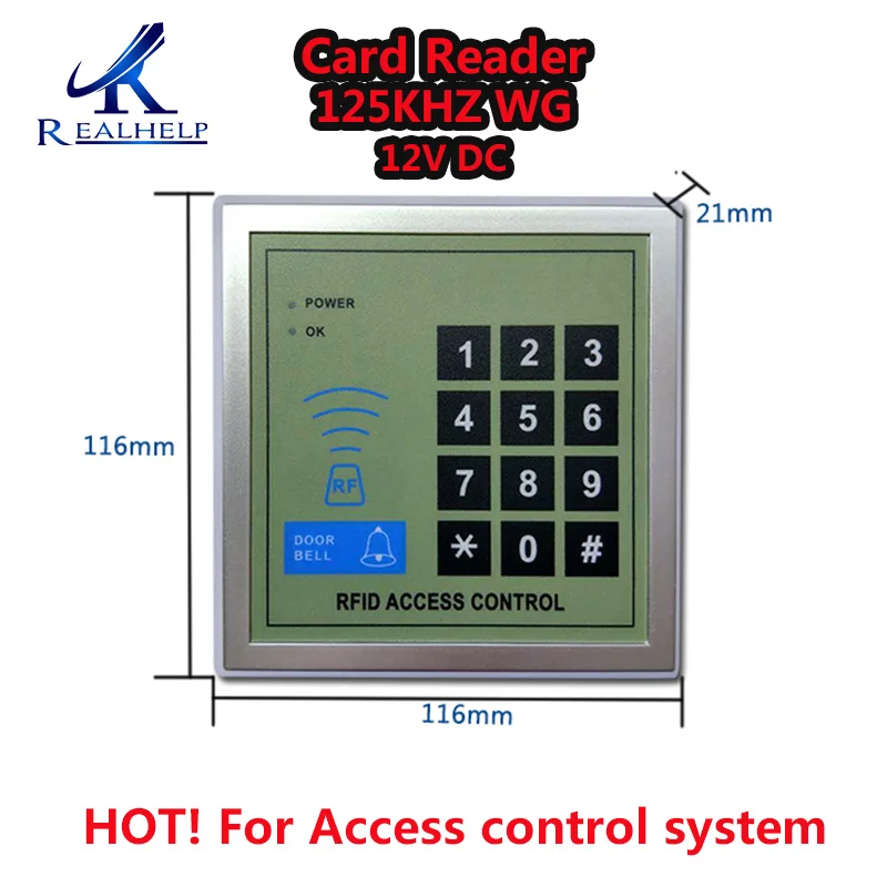 Tarjeta de Identificación de Control de acceso RFID para 2000 usuarios, 125KHZ, teclado de acceso WG y sistema de control de acceso de código,