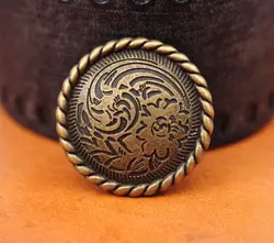 30mm 10X Antique Brass Flower Engraved Rope Side Leathercraft Belt Wallet Purse Decoration Hardware DIY CONCHO SET Screw back