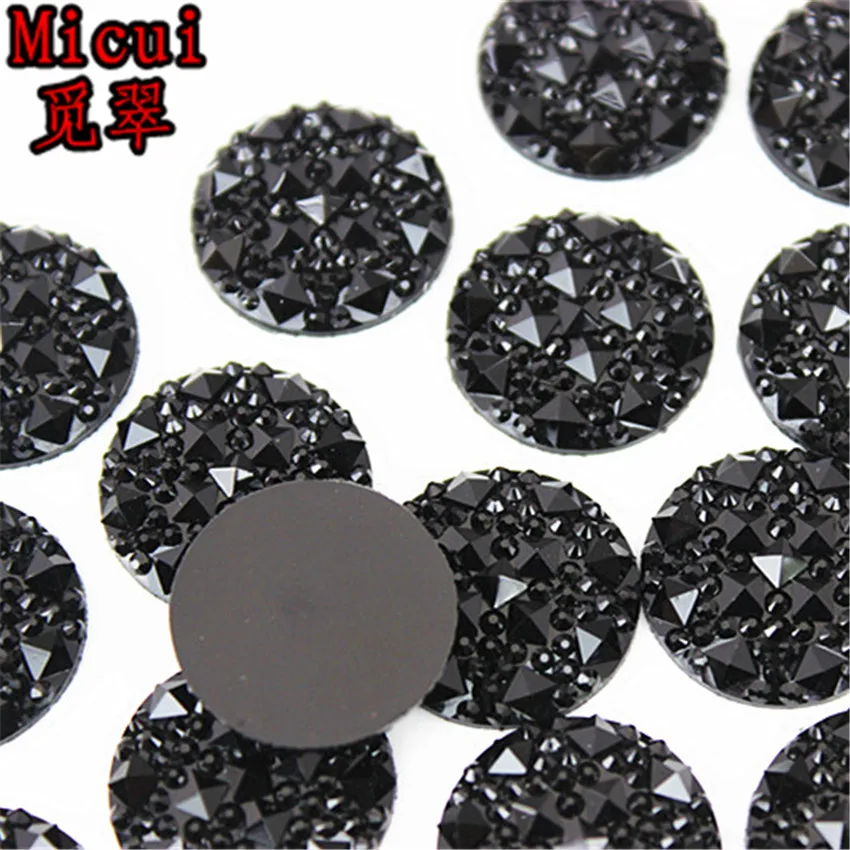 Micui 50pcs 20mmCrystal Resin Round flatback Resin Rhinestones Stone Beads Scrapbooking crafts Jewelry Accessories MC414