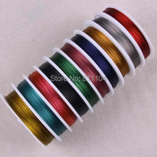 0.38mm Multi-color Tiger Tail Beading Wire Jewerly Cord Nylon Coated Stainless Steel Wire String Jewelry Making 20 Rolls/lot