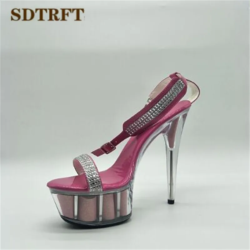 SDTRFT:35-45 46 SUMMER zapatos mujer Peep Toe sandals 15cm thin heels Flowers crystal platform sexy woman shoes wedding pumps