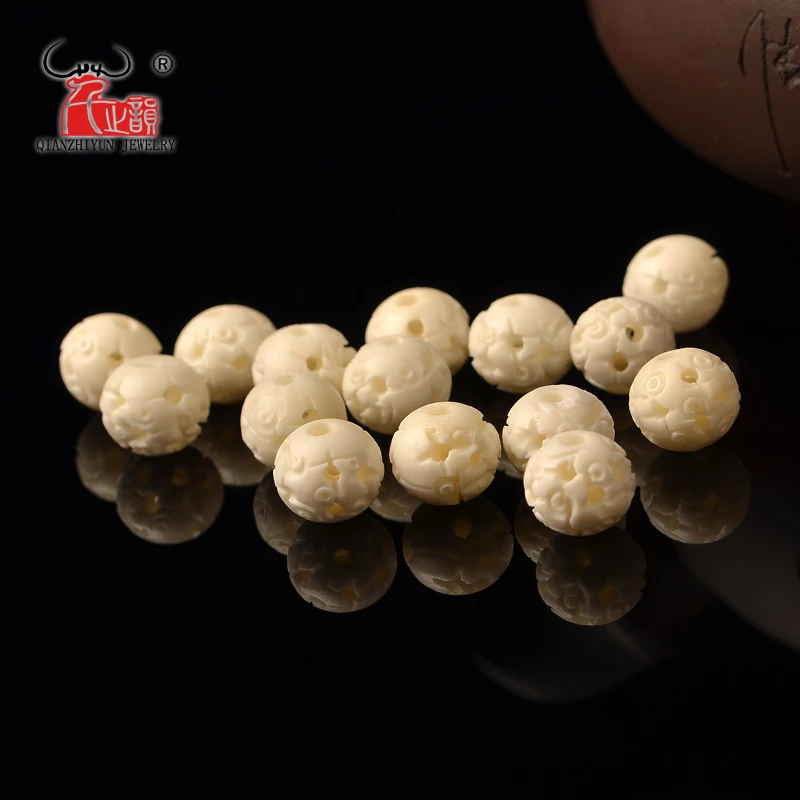 20PCS Natural yak bone bead hand-chain necklace DIY scatter beads Handmade Carved beads 12mm 10mm 8mm 6mm hole 1-2mm